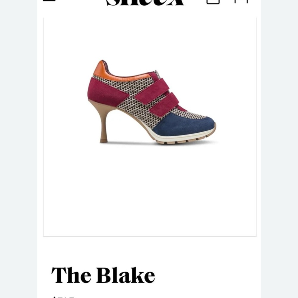 Elegant Women's Red and Blue Heeled Sneakers offers welcome
